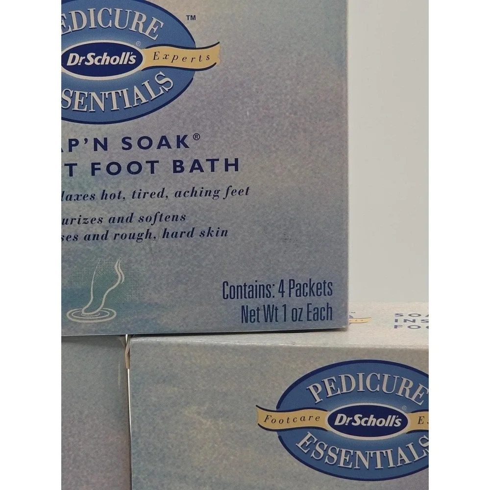 3 Boxes Dr. Scholls Pedicure Essentials Soap N Soak Foot Bath 1997 Vintage USA